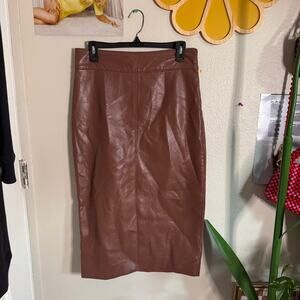 Babaton Aritzia Frame Vegan Leather Midi Skirt 8